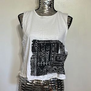 Tribal Print Muscle Tee - White